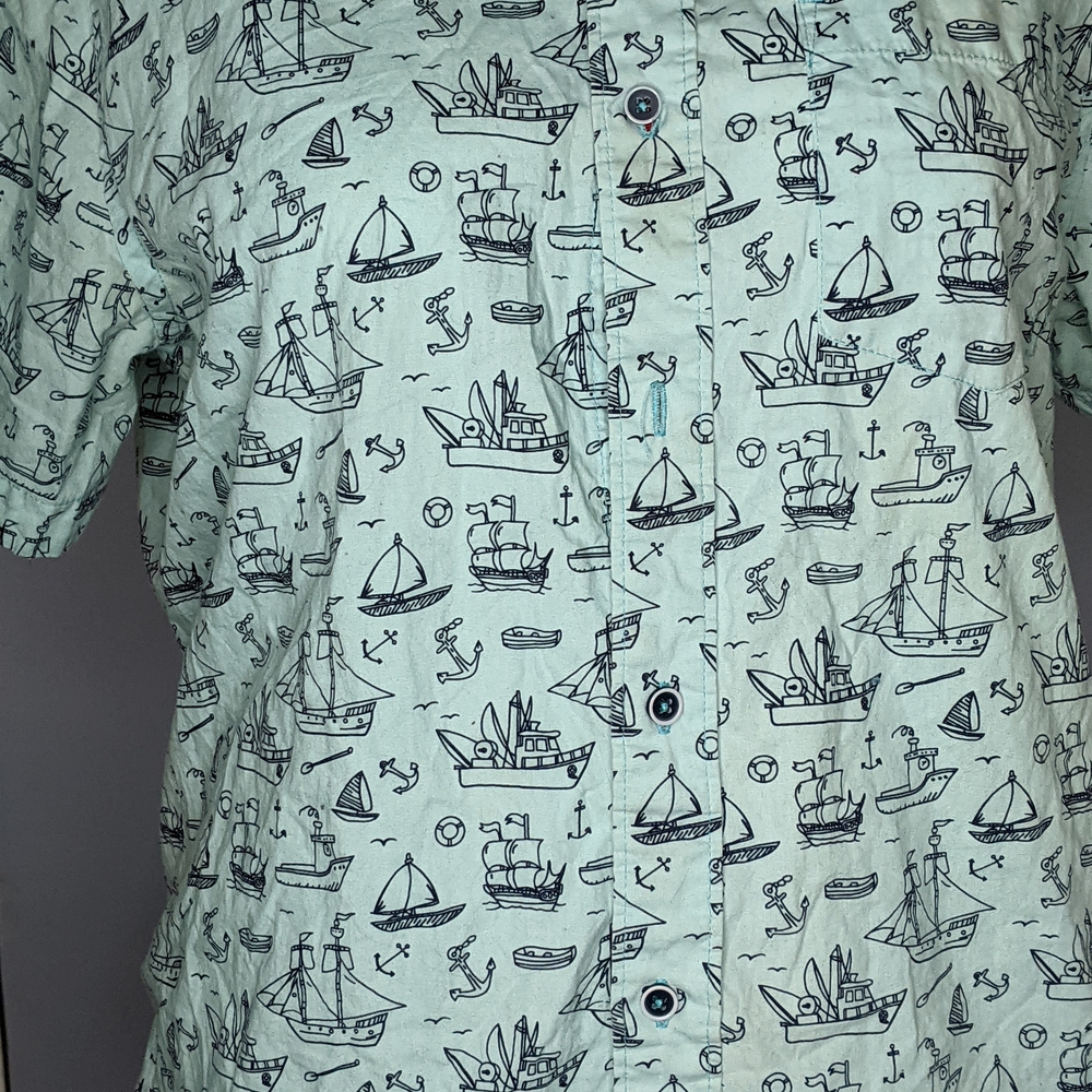 Nautical Print Button Up - Picture 3 of 11